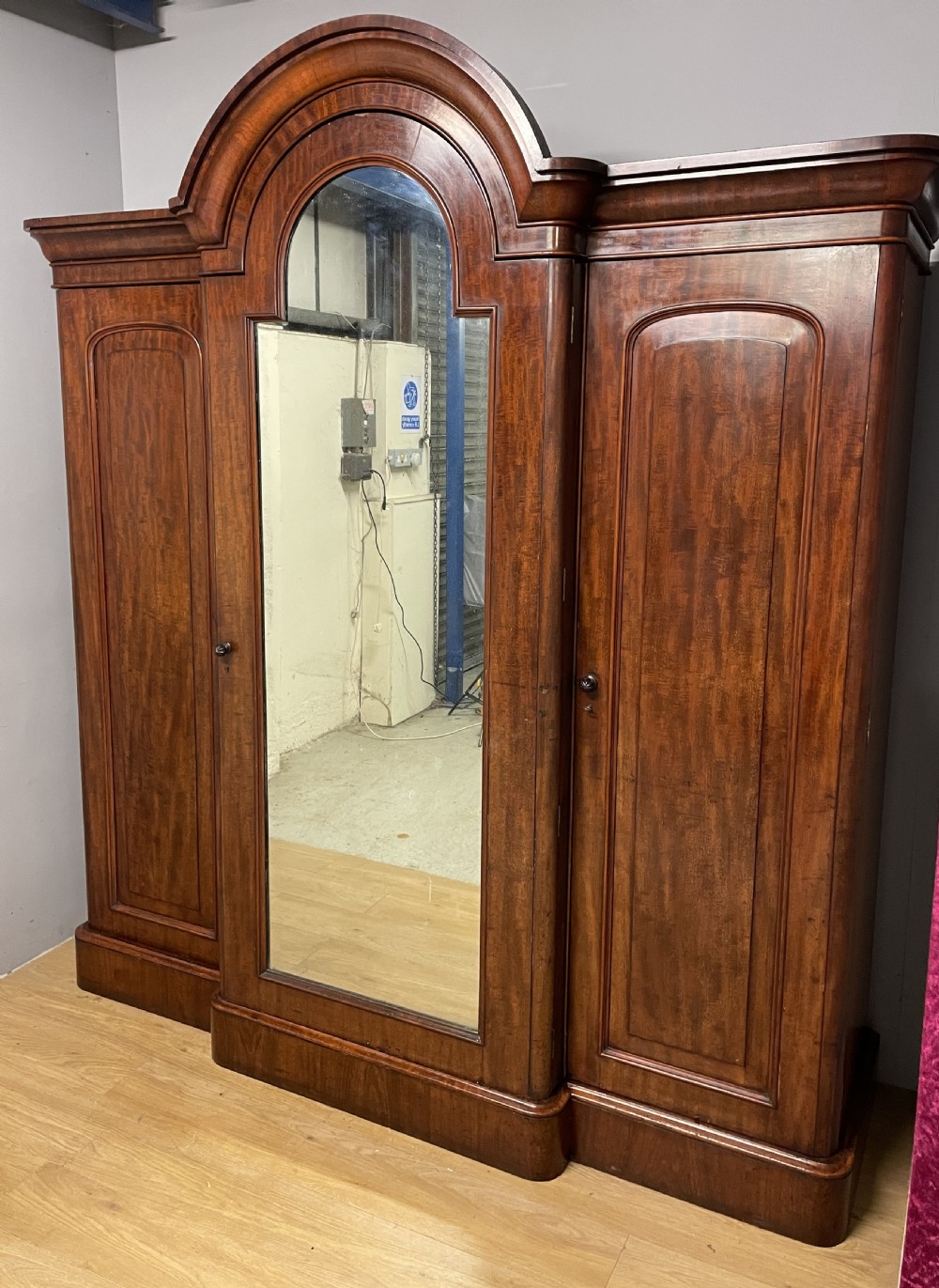 Country house breakfront flame mahogany triple wardrobe  View XVI