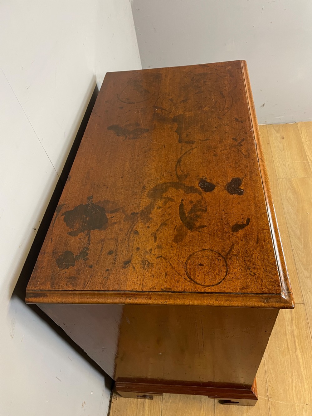 C19TH small mahogany chest of four drawers  View V