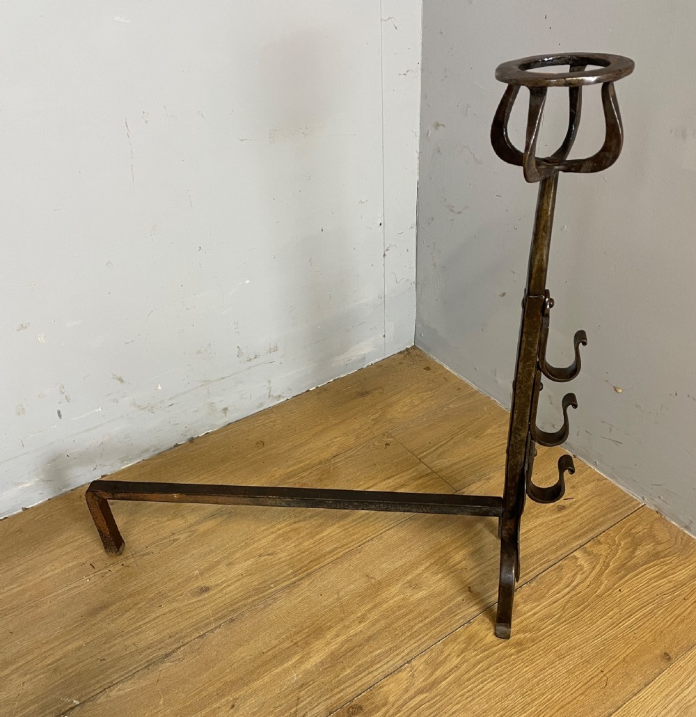 Country House forged C19TH fire irons , andirons ,fire dogs in original condition  View VI