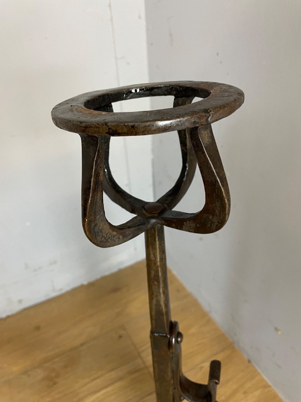 Country House forged C19TH fire irons , andirons ,fire dogs in original condition  View VII