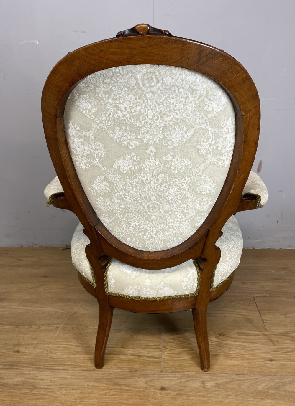 C19TH carved walnut spoon back open armchair View IX