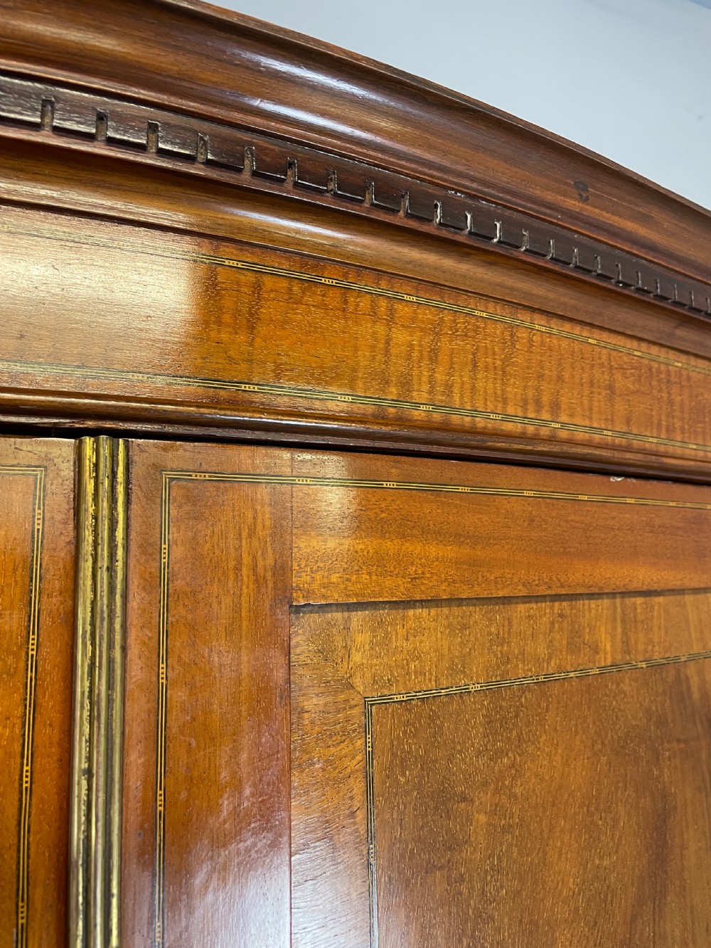 C19TH Country House serpentine inlaid mahogany double wardrobe with provenance  View V