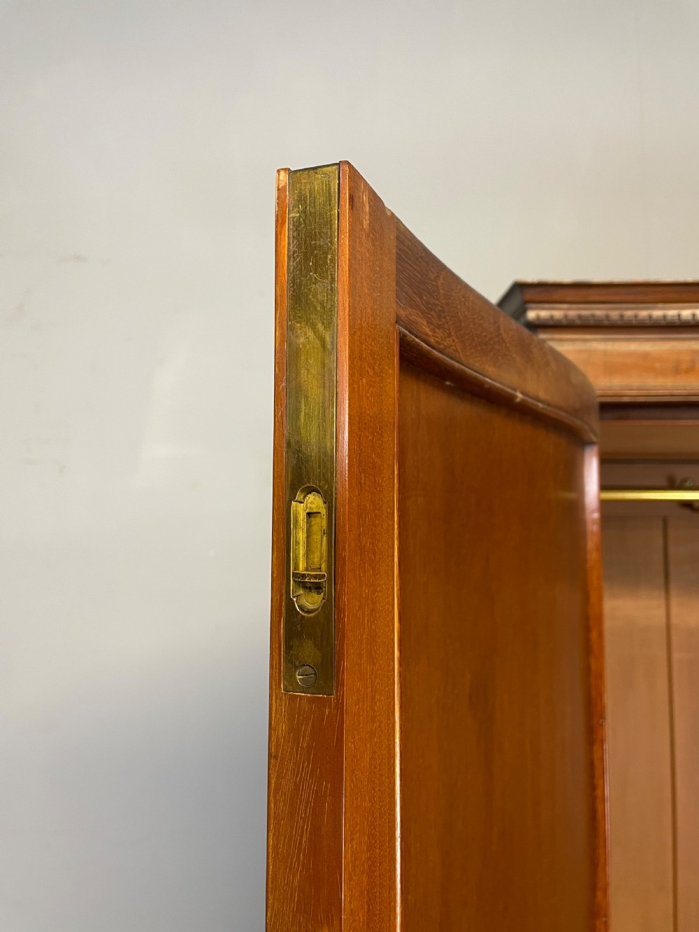 C19TH Country House serpentine inlaid mahogany double wardrobe with provenance  View VIII
