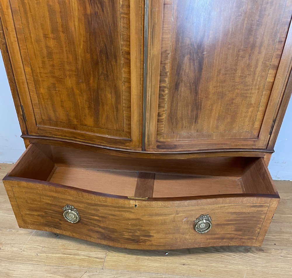 C19TH Country House serpentine inlaid mahogany double wardrobe with provenance  View IX