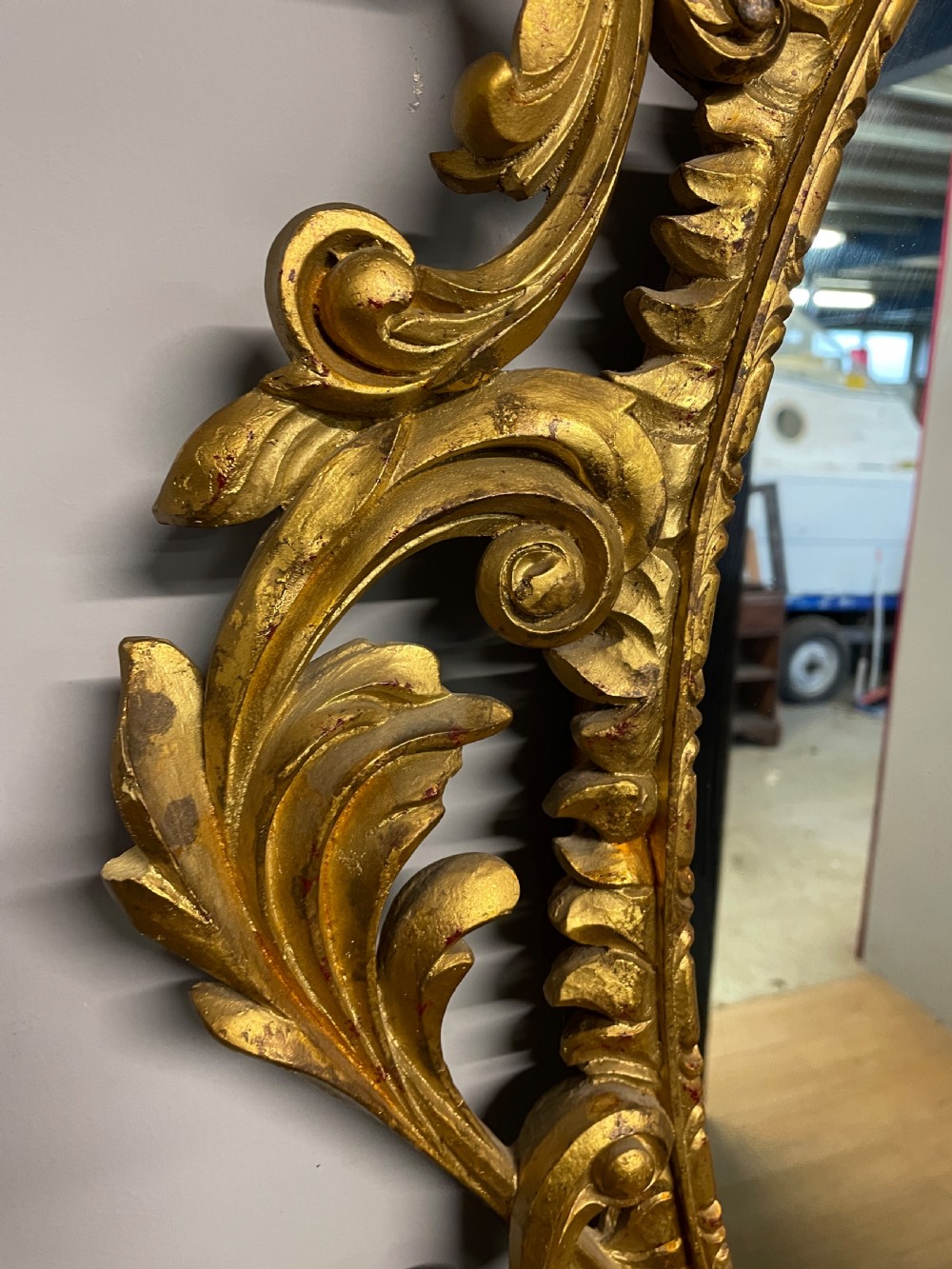 Early C20th carved giltwood wall mirror  View V