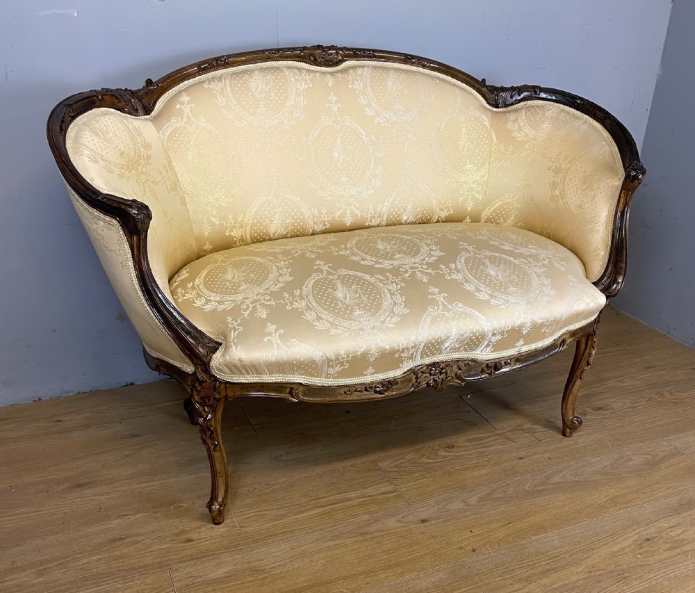 C19TH French Louis XV style carved walnut framed settee View II