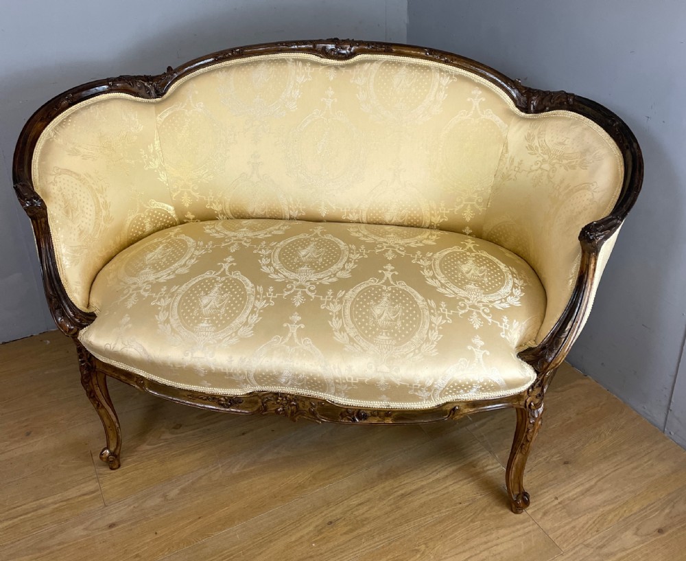 C19TH French Louis XV style carved walnut framed settee View XII