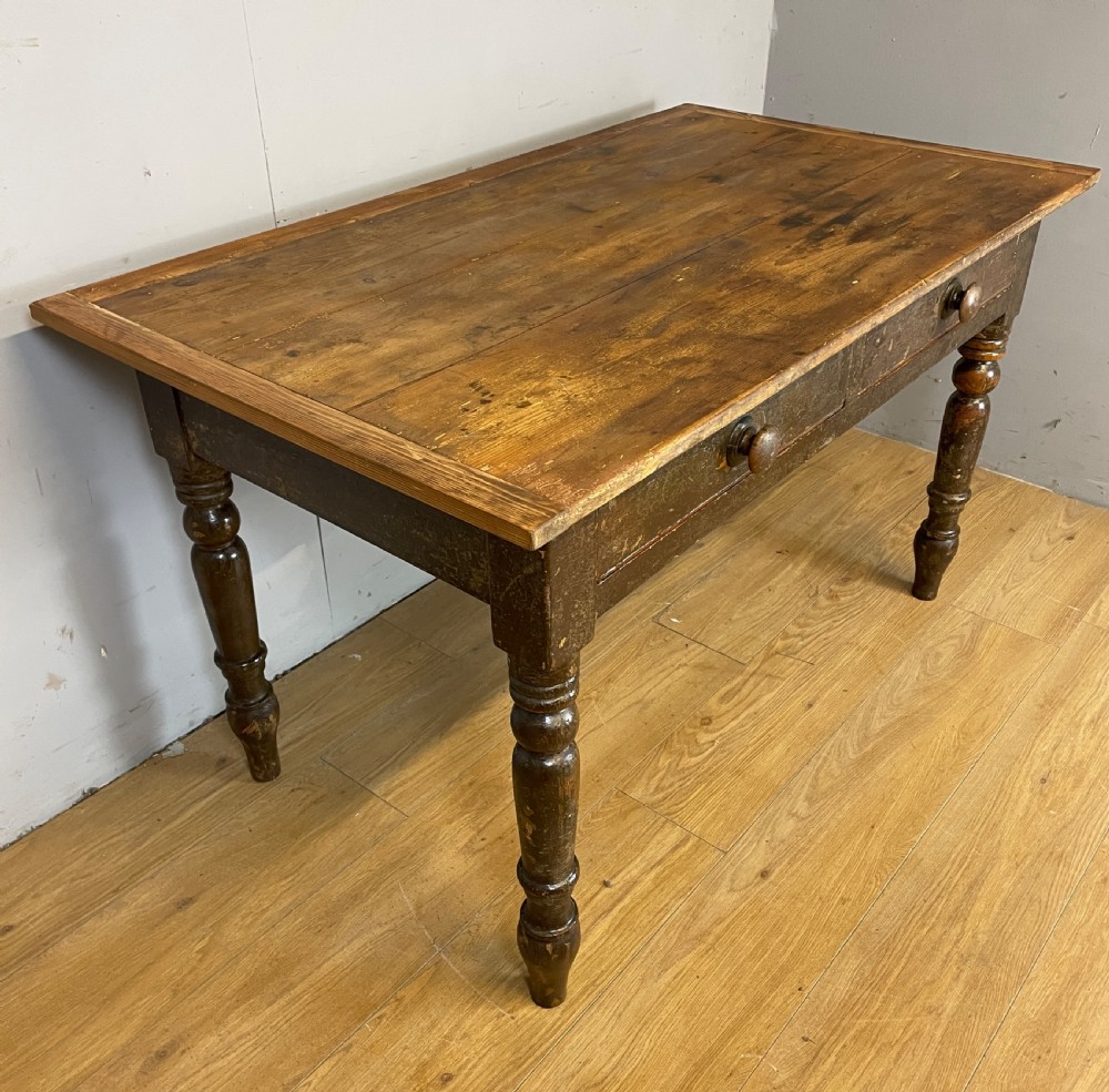 C19TH rustic pine table with two drawers  View II