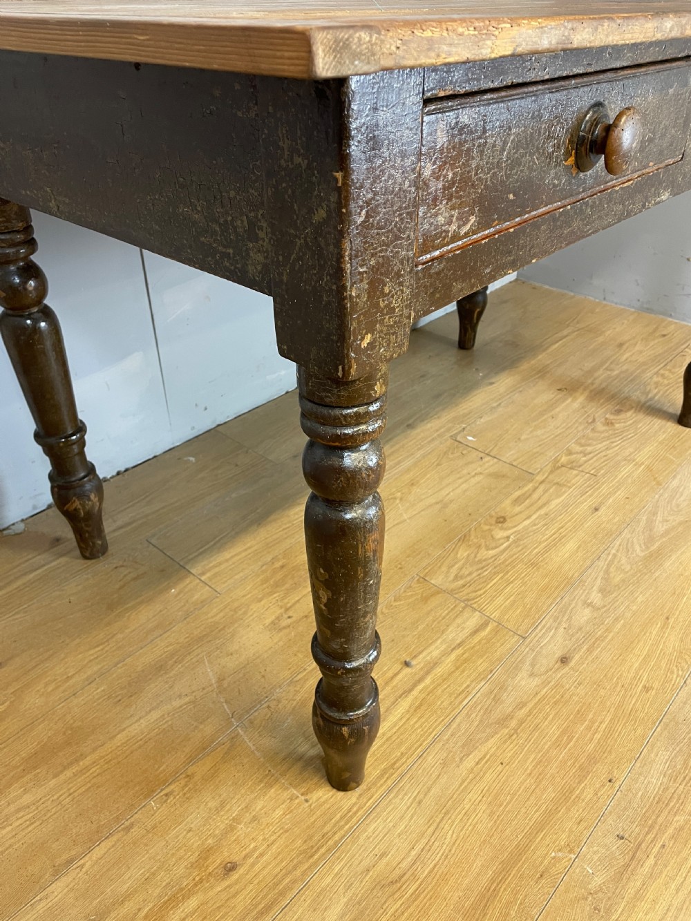 C19TH rustic pine table with two drawers  View IV