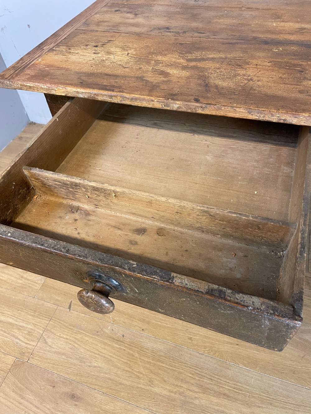 C19TH rustic pine table with two drawers  View VII