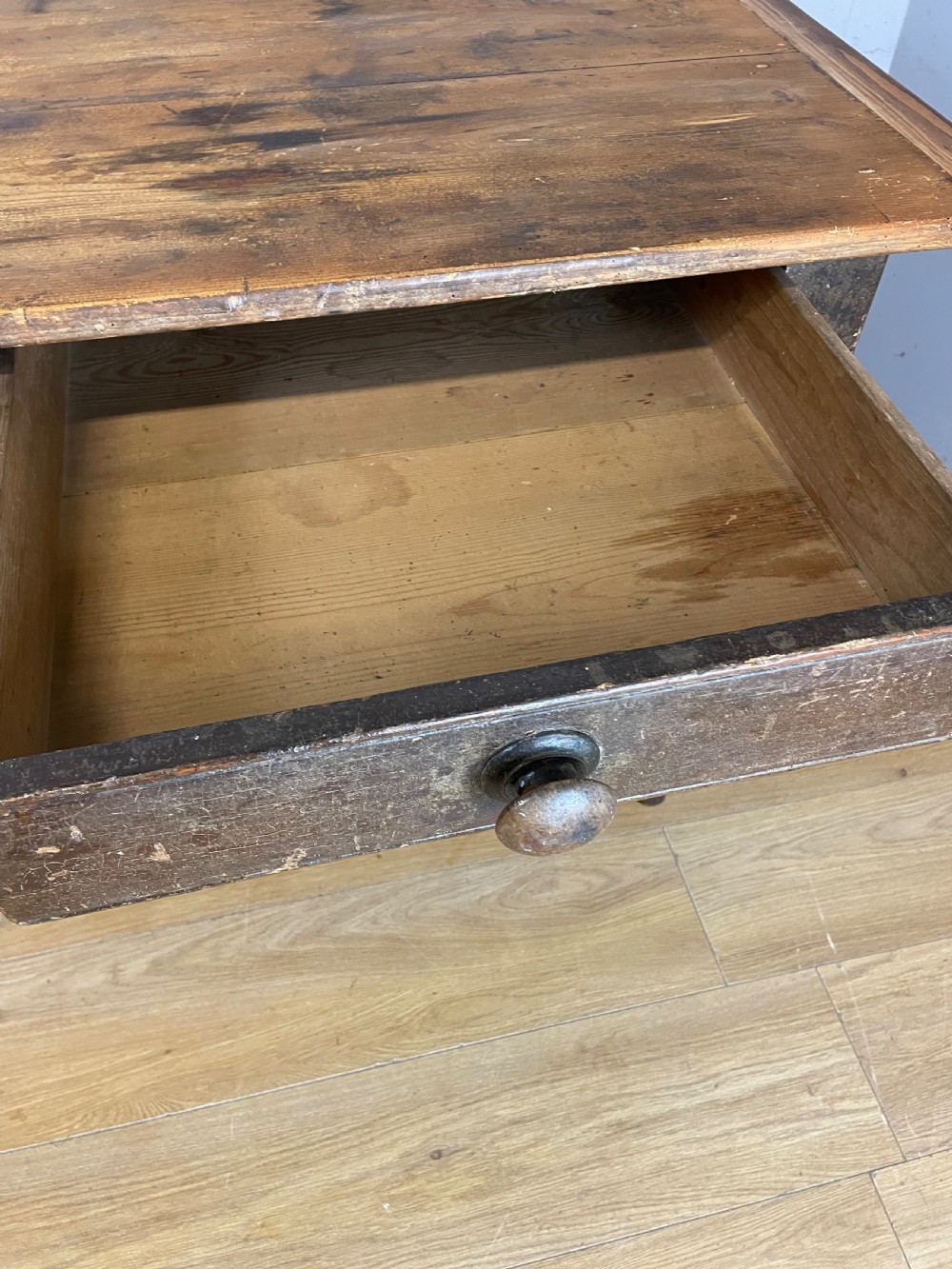 C19TH rustic pine table with two drawers  View VIII