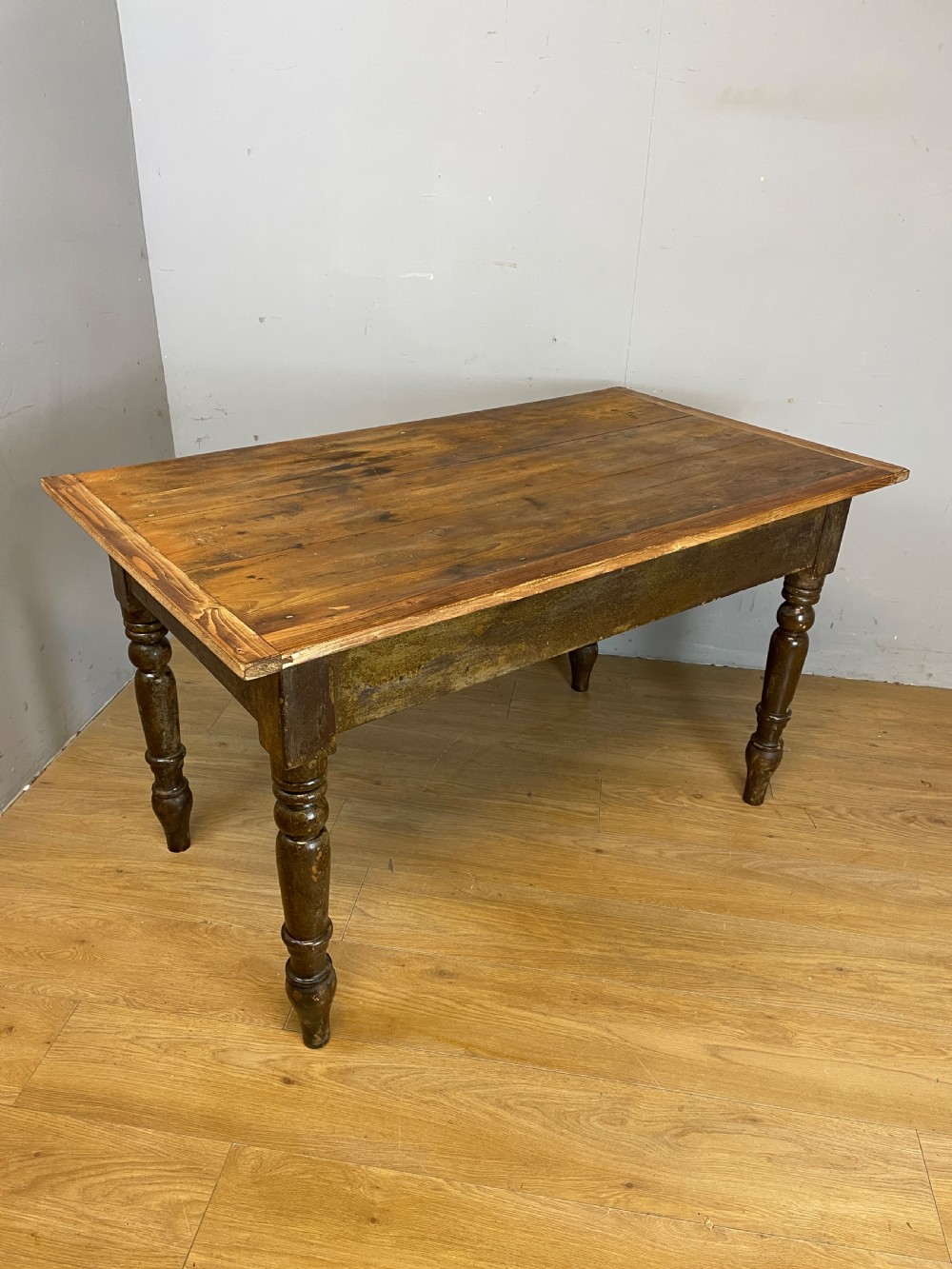 C19TH rustic pine table with two drawers  View X