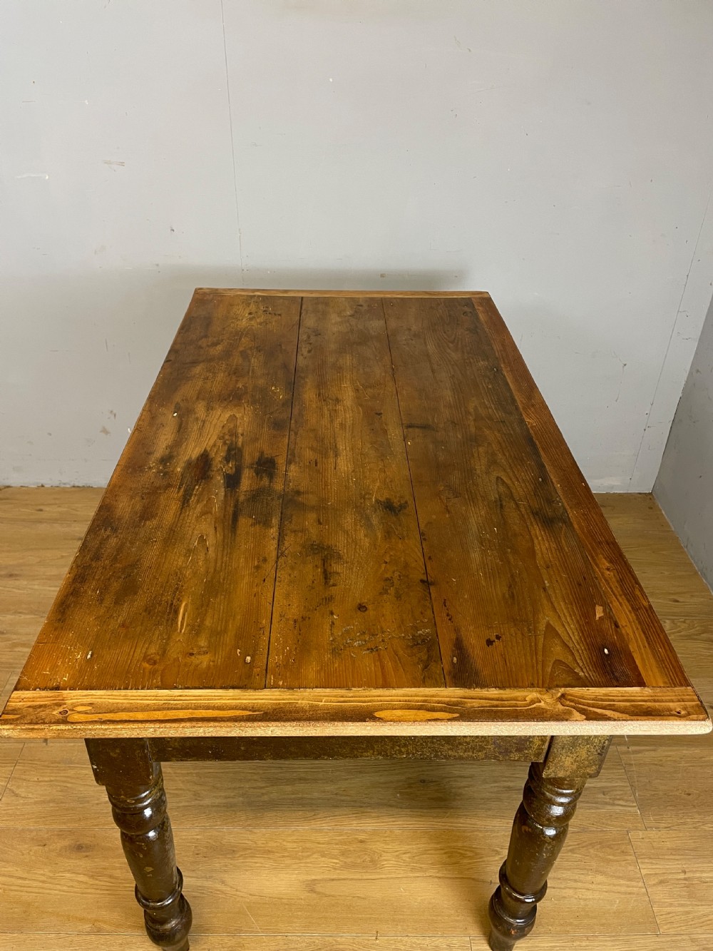 C19TH rustic pine table with two drawers  View XI