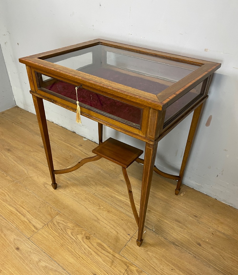 Edwardian inlaid mahogany bijouterie with provenance 