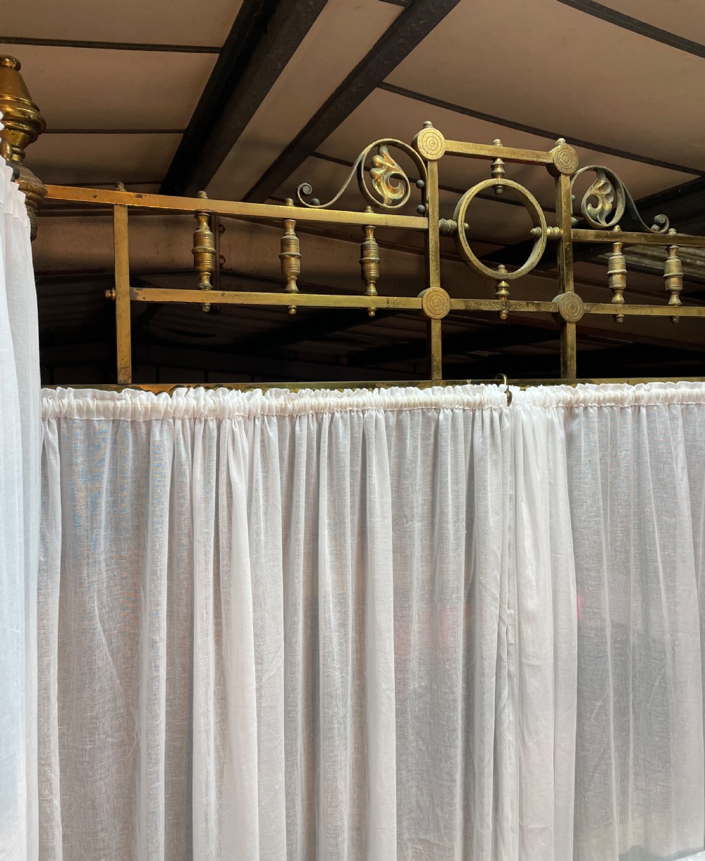 Victorian brass half tester double bed circa 1880  View IV