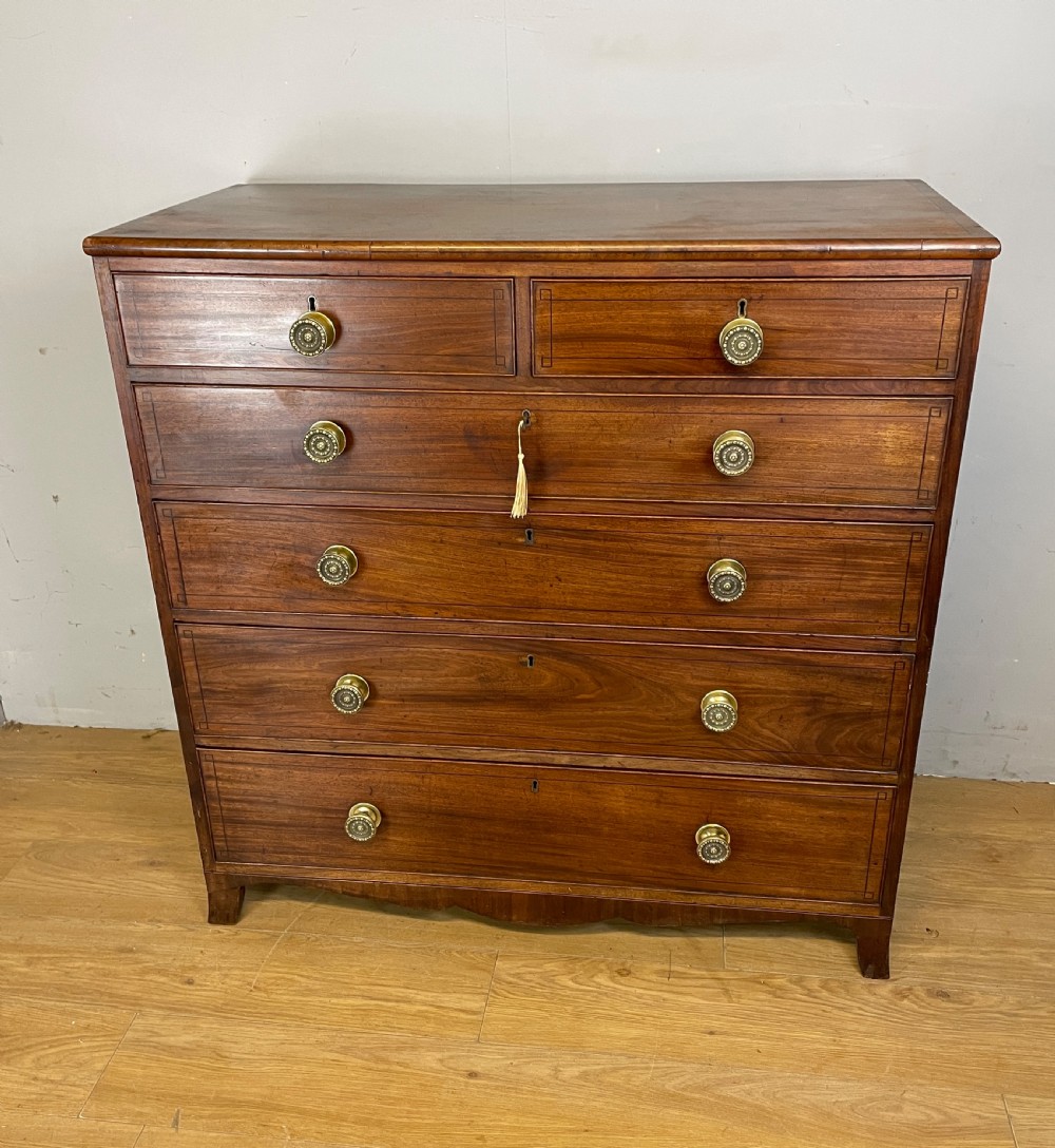 Regency mahogany chest of drawers with ebony stringing and provenance  View II