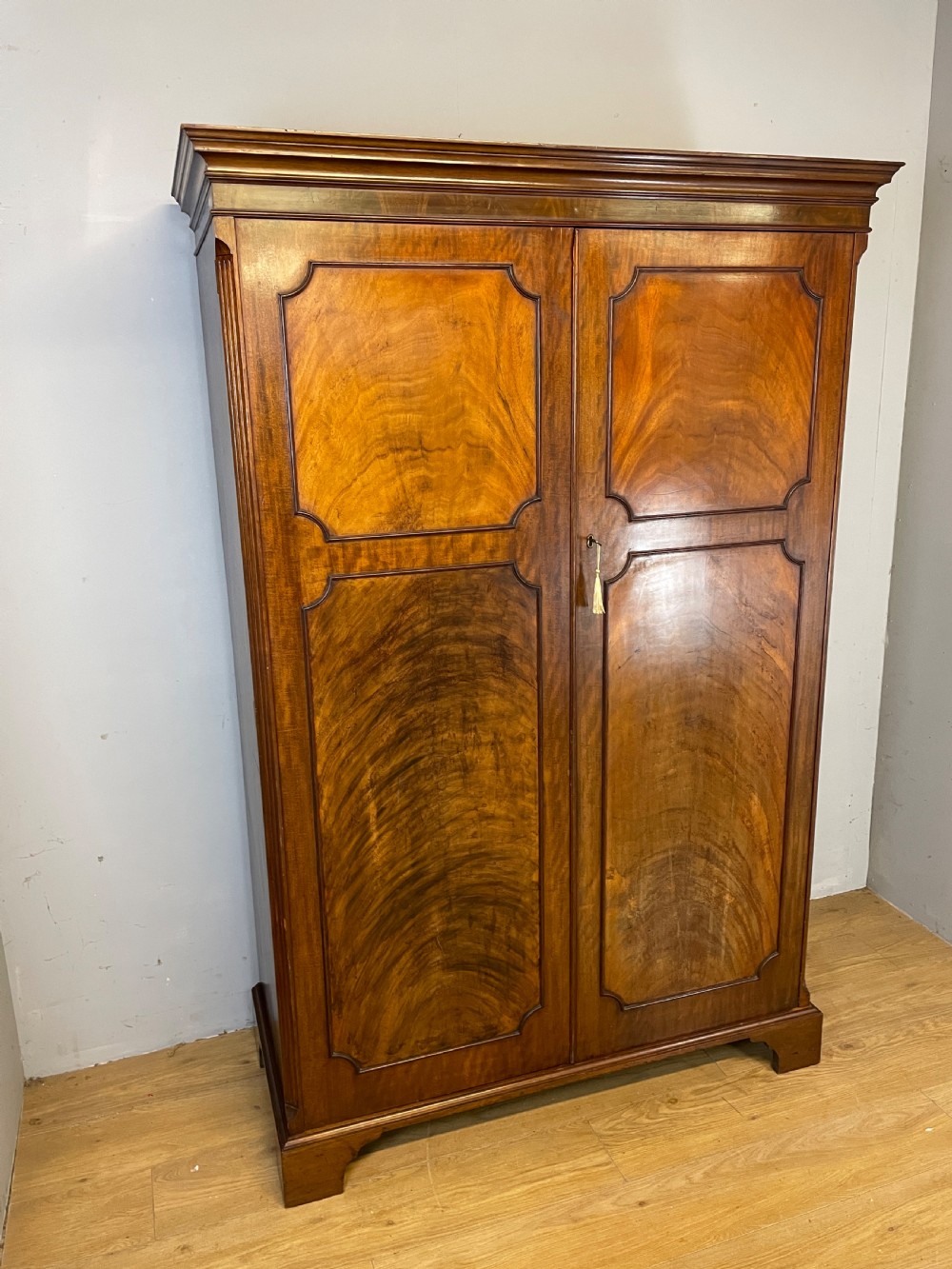 C19TH flame mahogany Channel Islands double wardrobe  View III