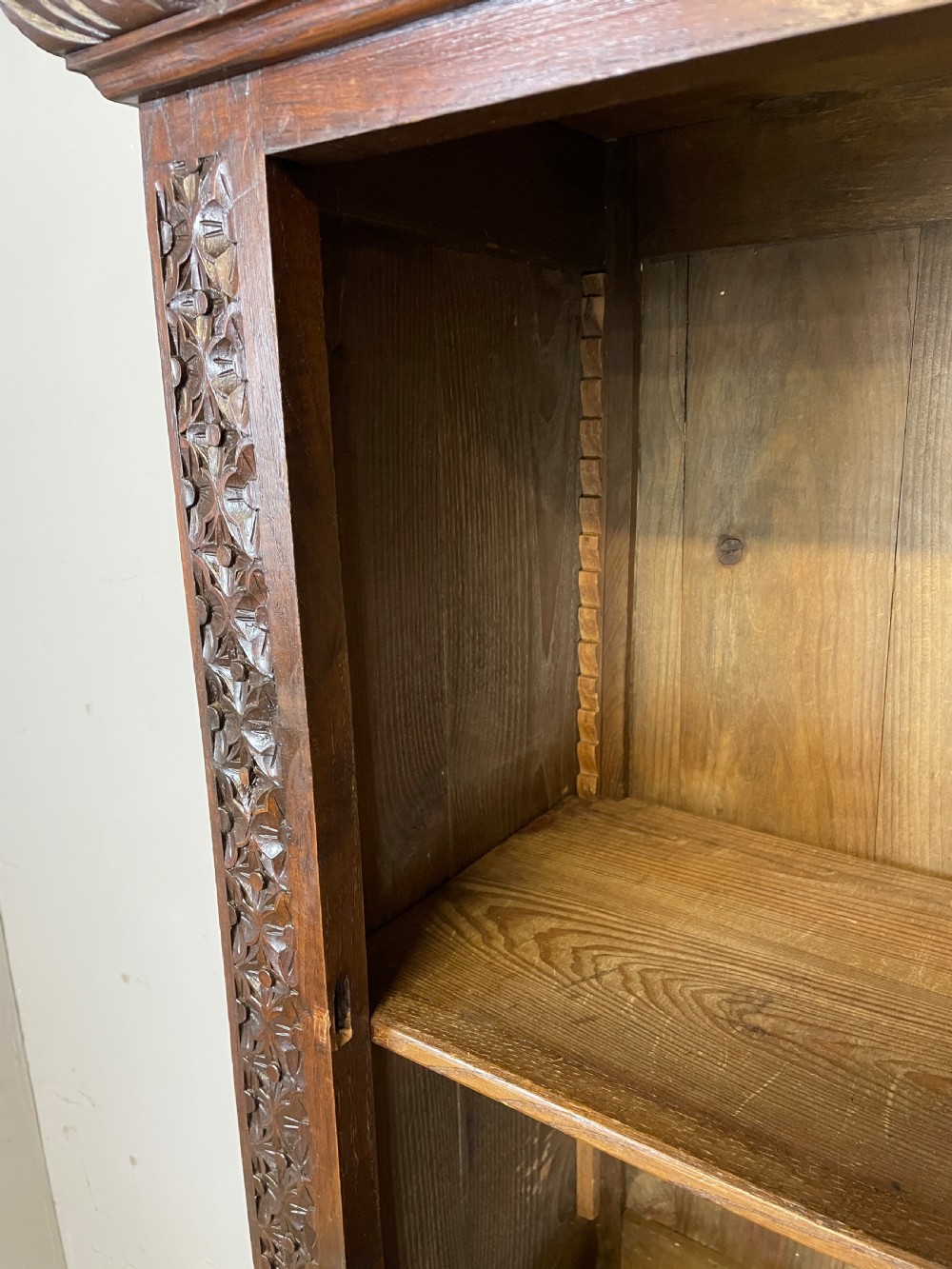 C19TH carved oak continental two door cupboard  View V