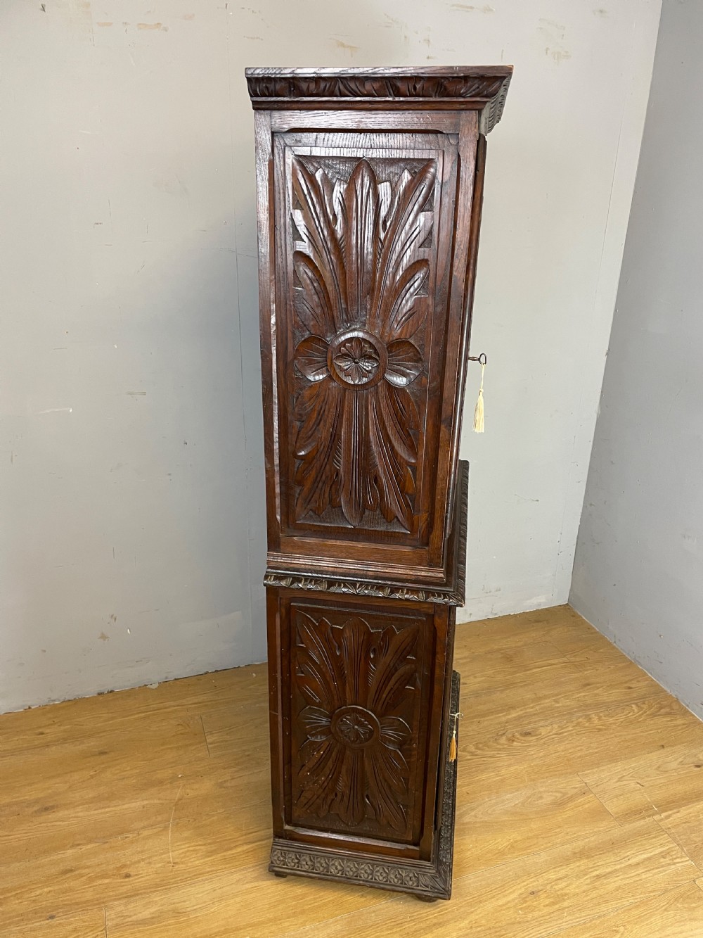 C19TH carved oak continental two door cupboard  View VI