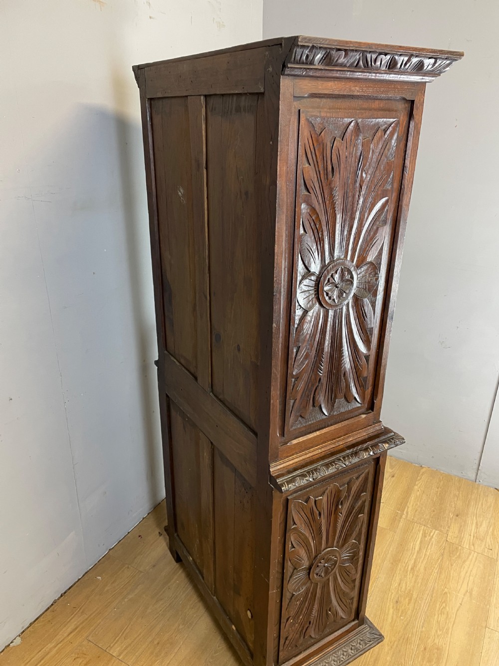 C19TH carved oak continental two door cupboard  View VII