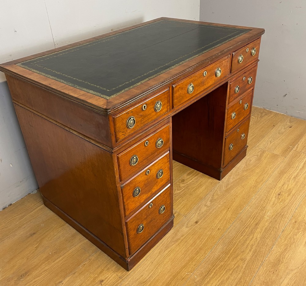 C19TH walnut three part desk with inset leather top View II