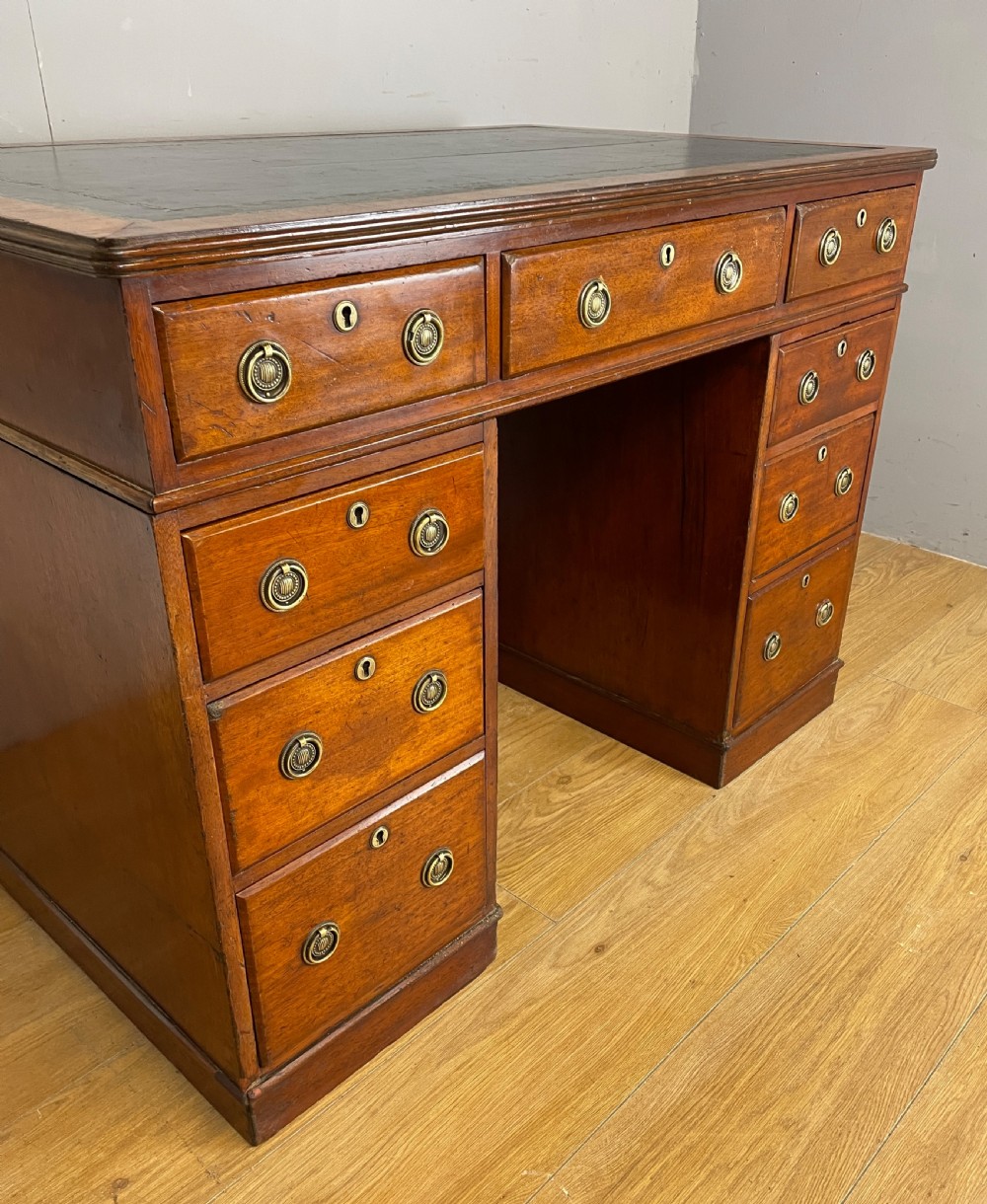 C19TH walnut three part desk with inset leather top View IV
