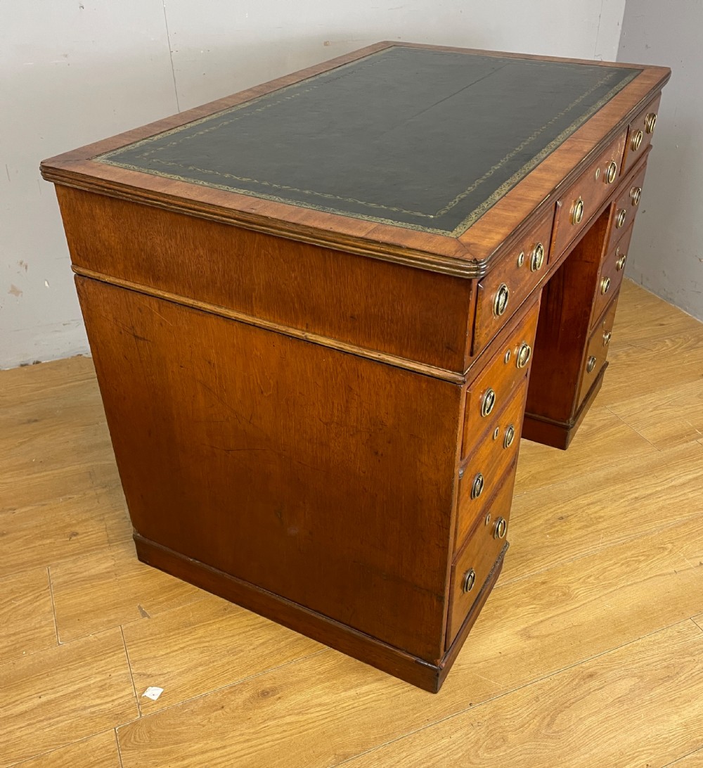 C19TH walnut three part desk with inset leather top View X