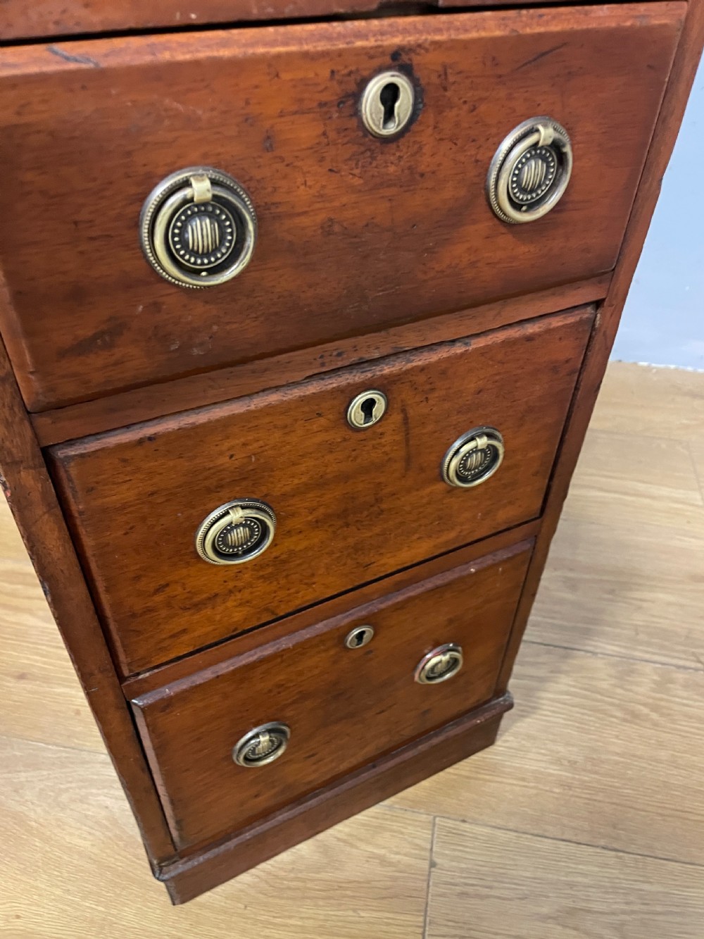 C19TH walnut three part desk with inset leather top View XIV