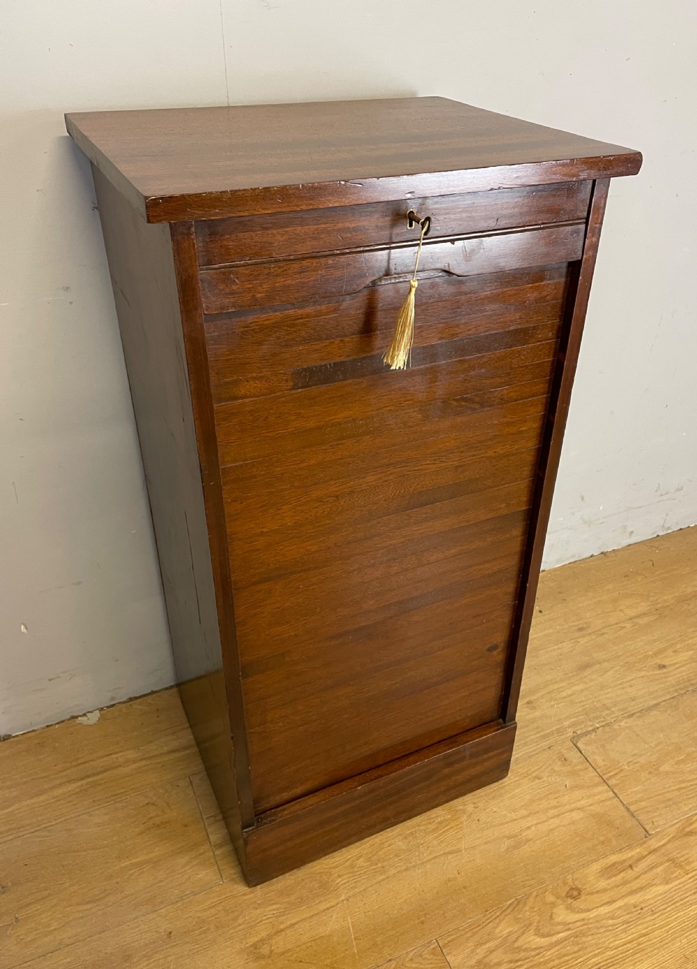 Edwardian mahogany tambour fronted filing drawers  View V