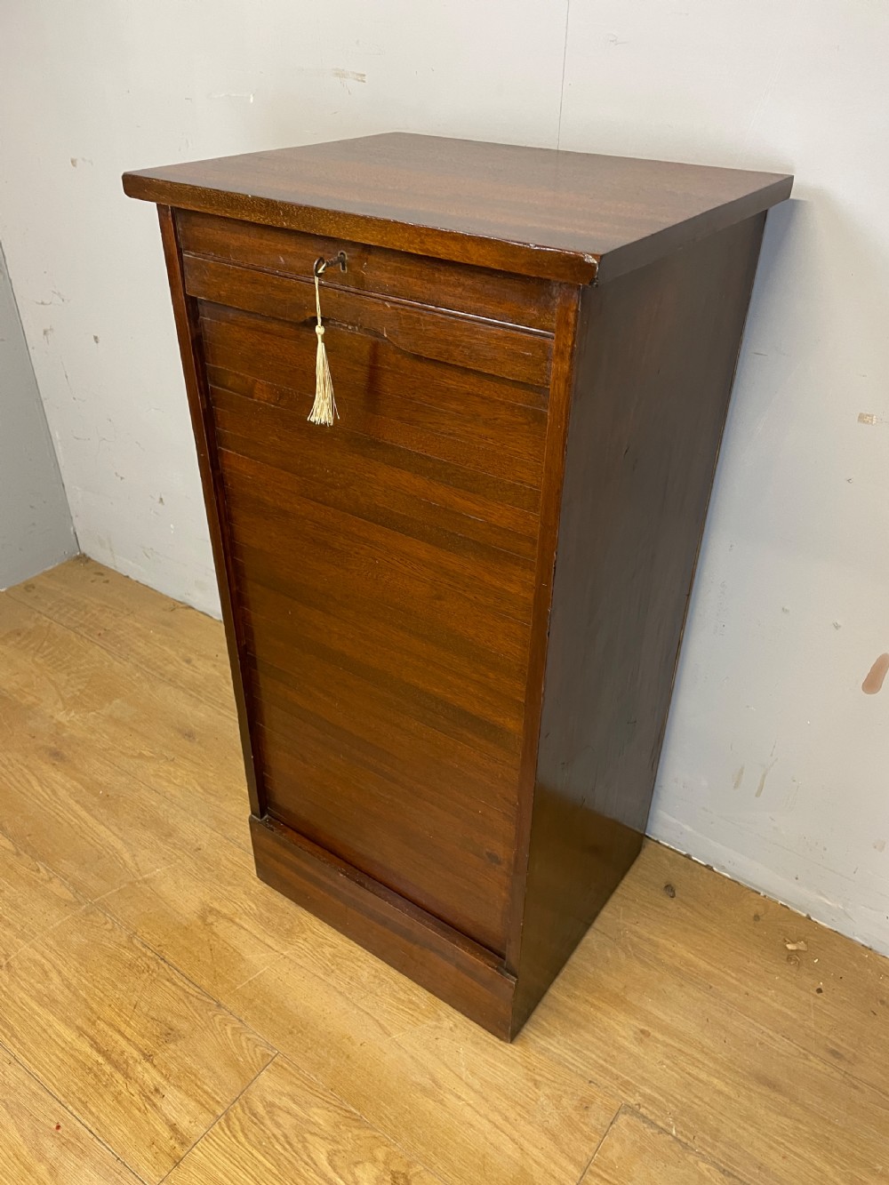 Edwardian mahogany tambour fronted filing drawers  View VI