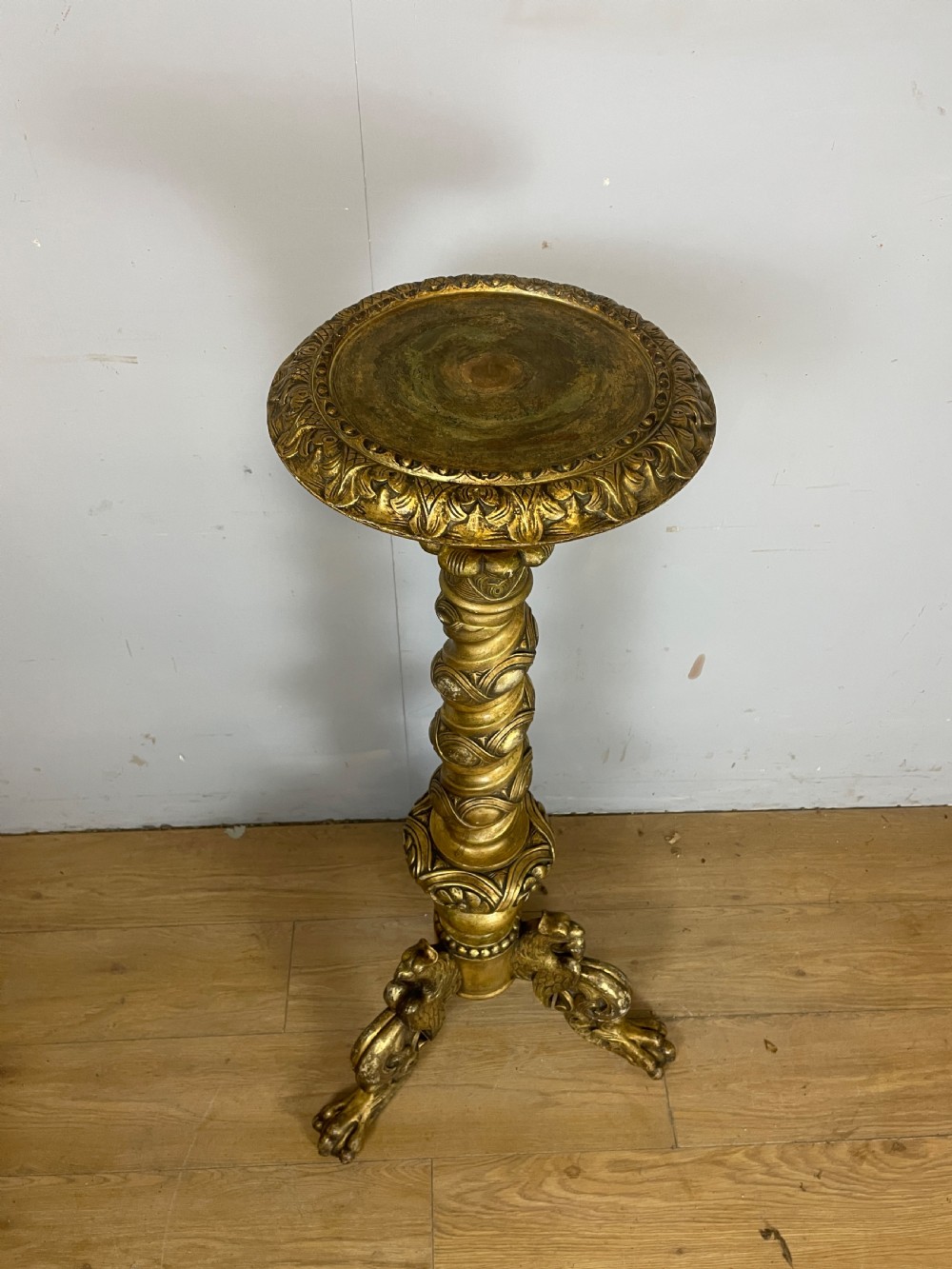 C19TH carved and gilded torchere in original condition  View III