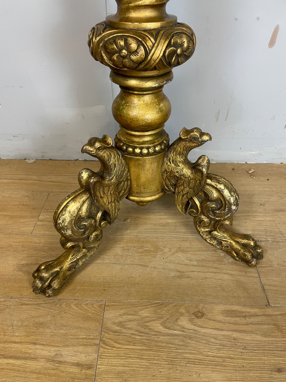 C19TH carved and gilded torchere in original condition  View V