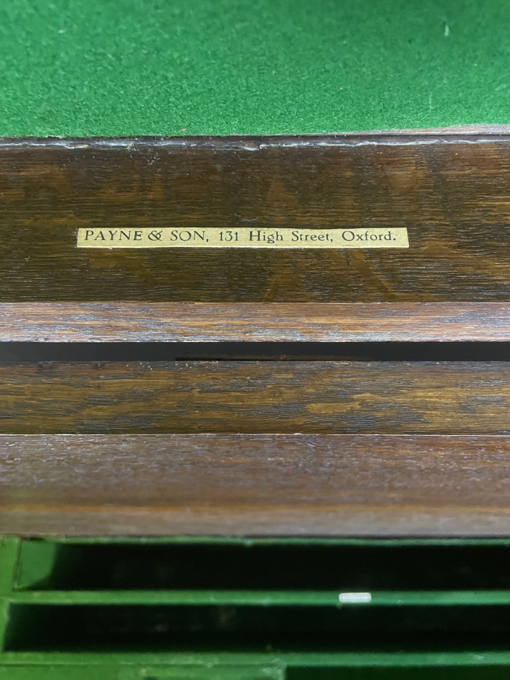 Large C19TH oak silver box by Payne and Sons Oxford  View V