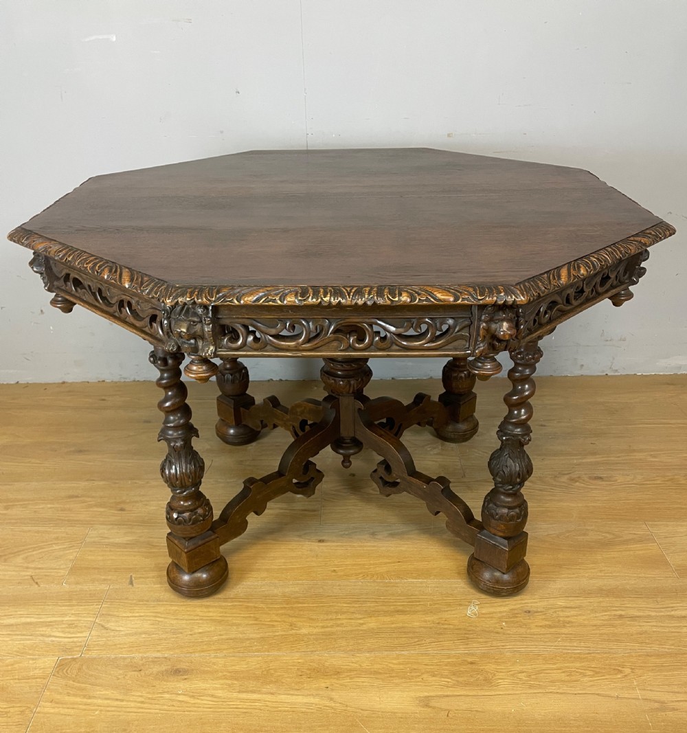 C19TH carved oak centre table 