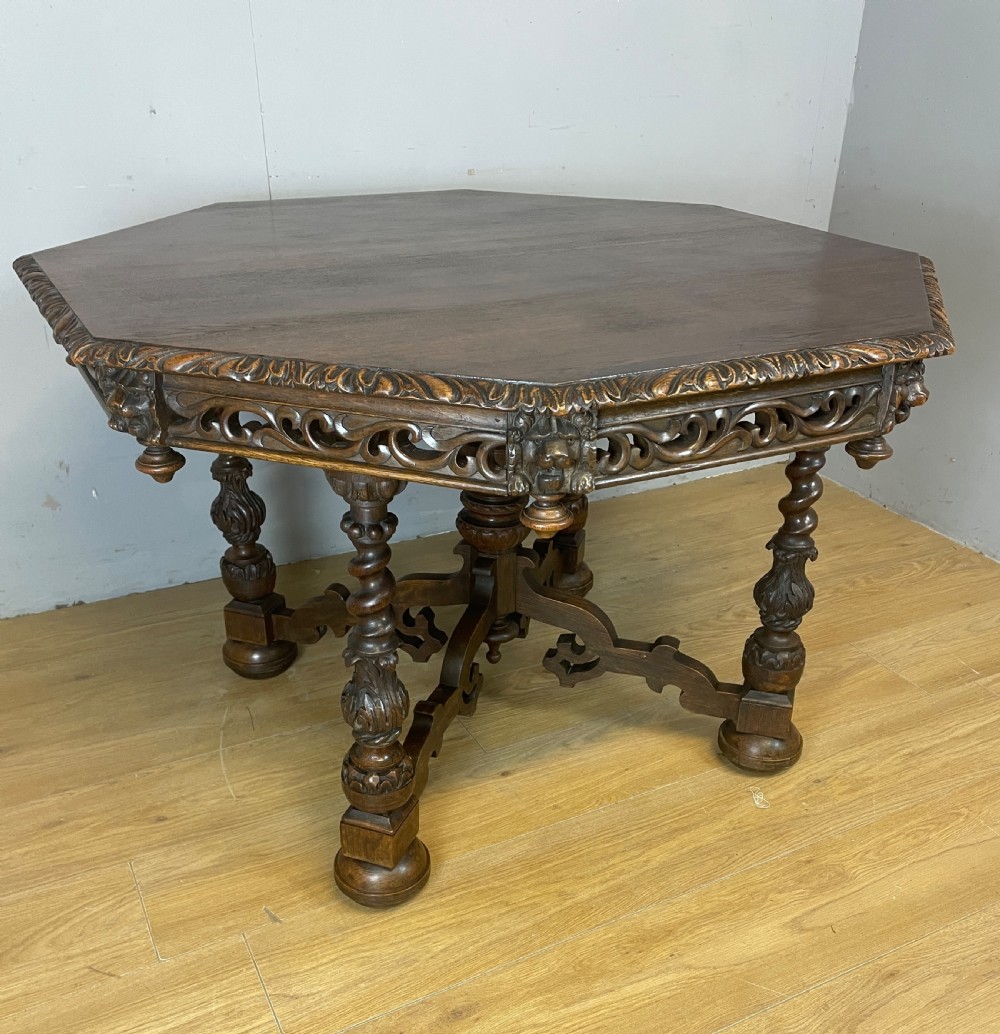 C19TH carved oak centre table  View II