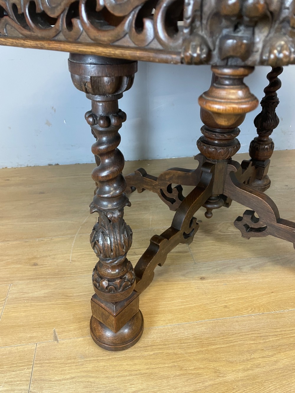 C19TH carved oak centre table  View IV