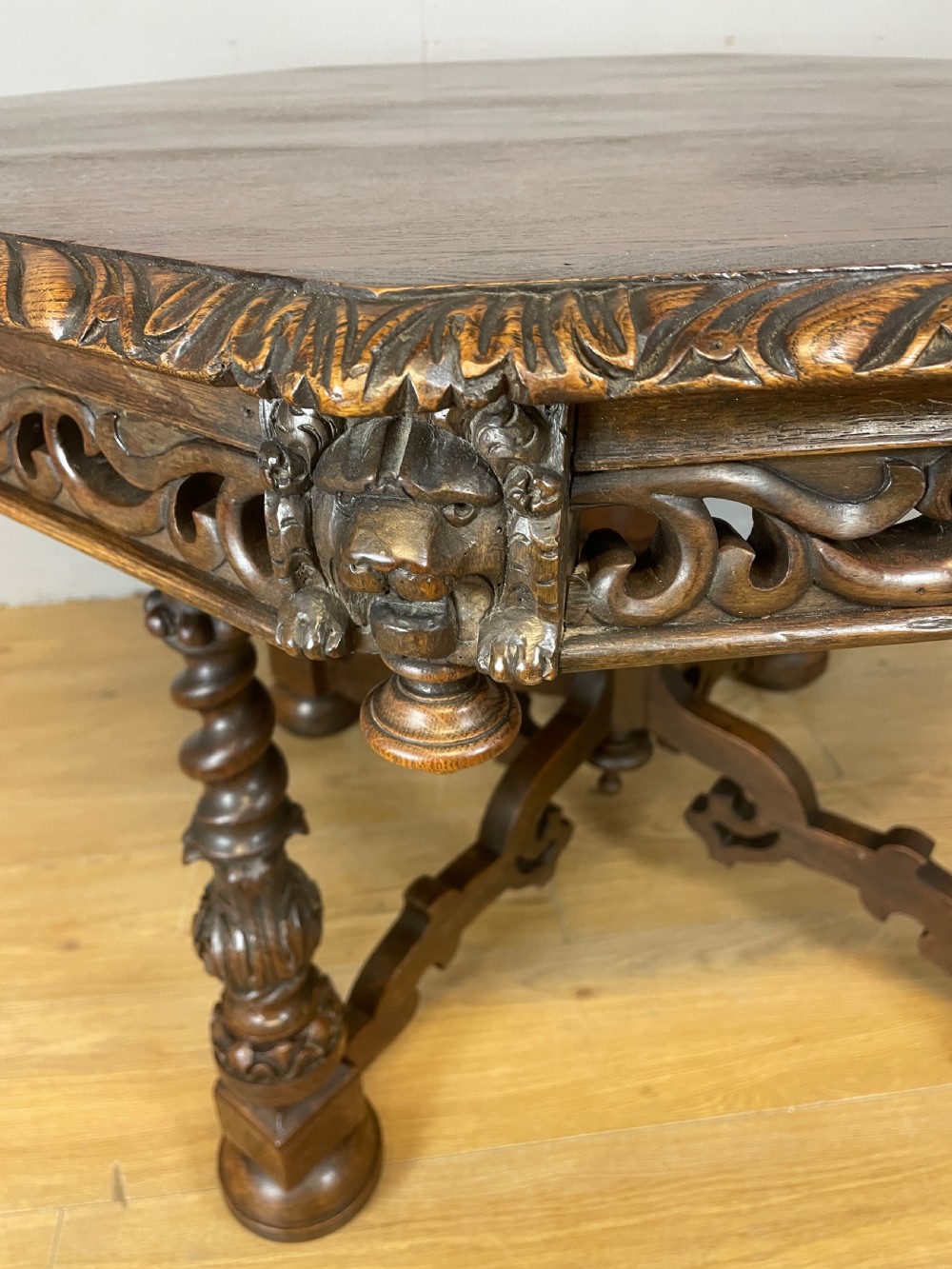 C19TH carved oak centre table  View V