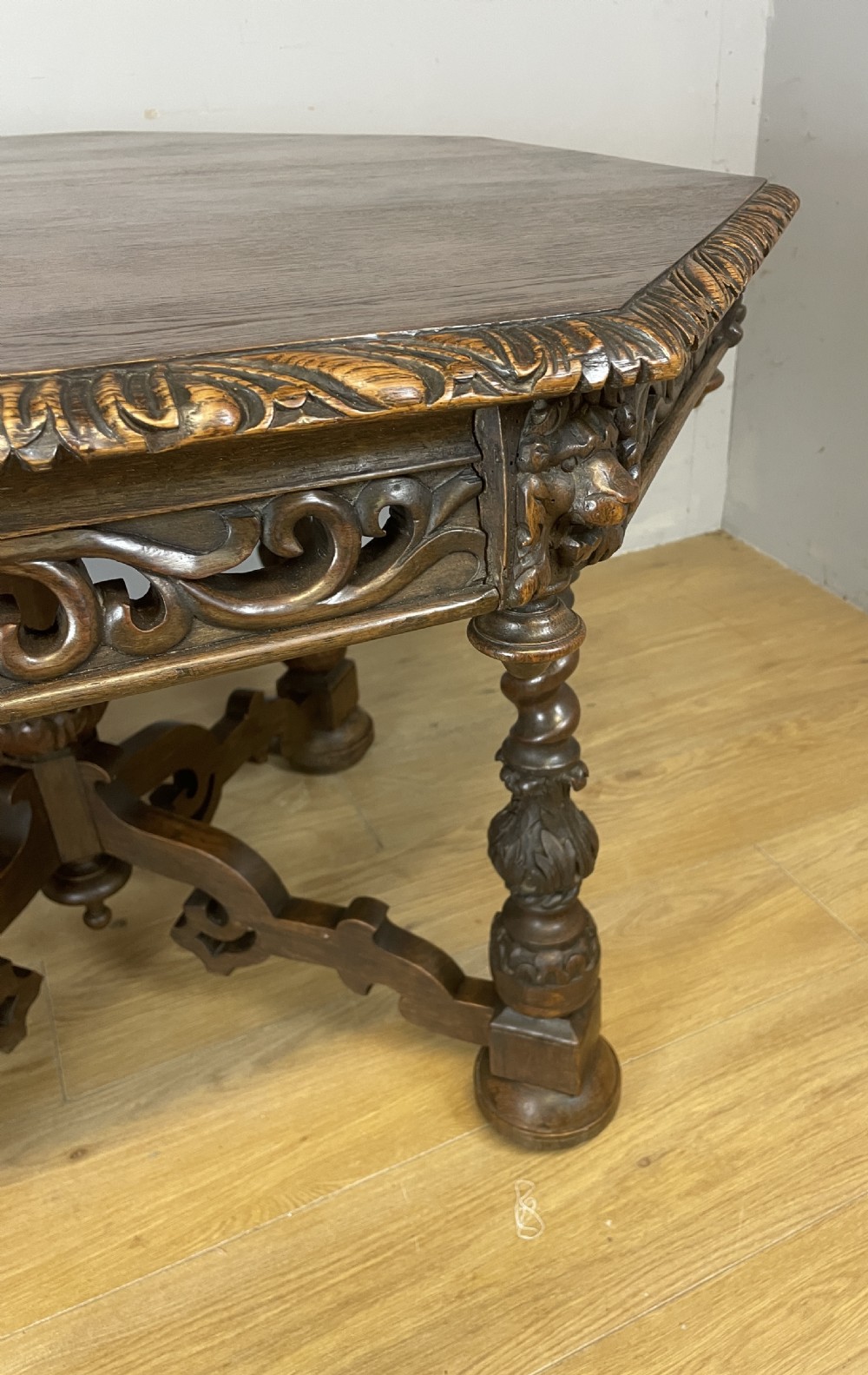C19TH carved oak centre table  View VI