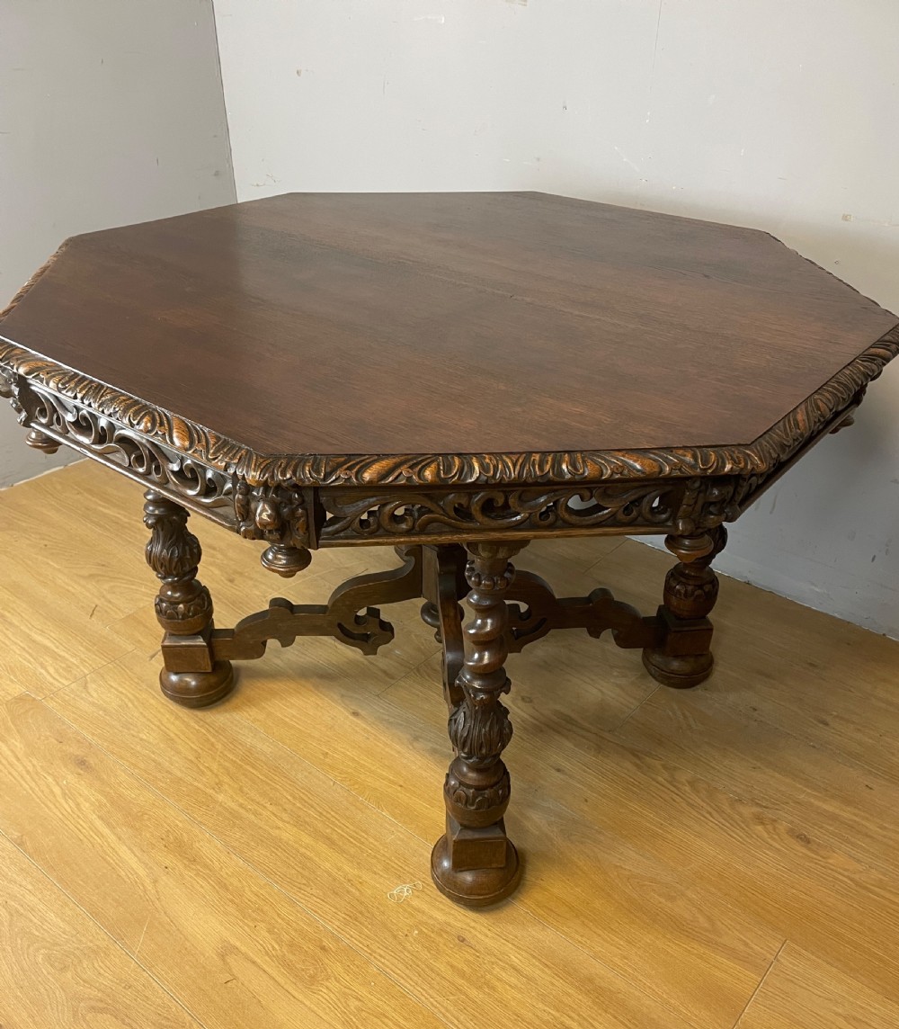 C19TH carved oak centre table  View VIII