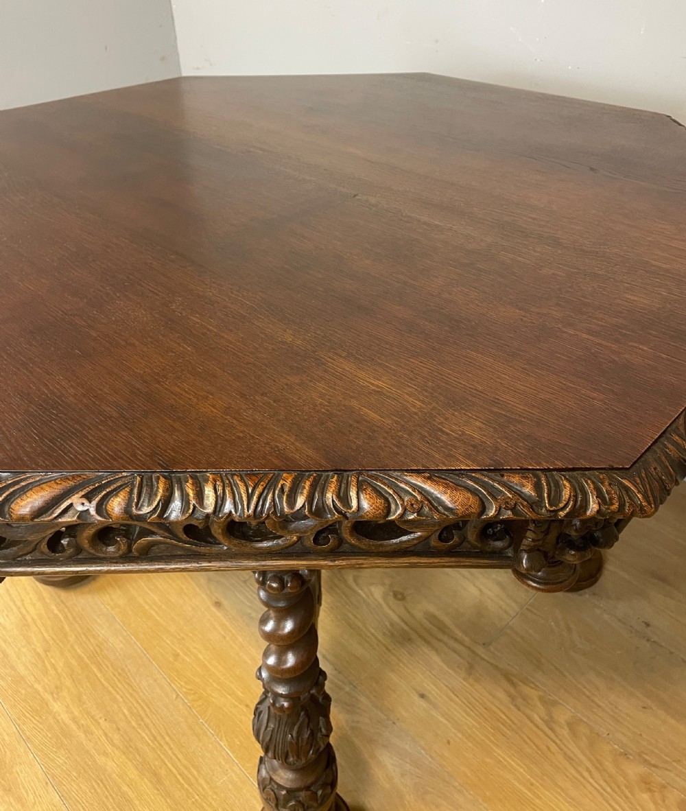 C19TH carved oak centre table  View IX