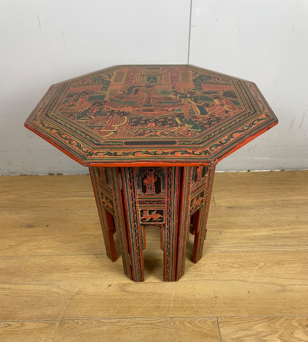 Hand painted folding octagonal Kashmiri table 