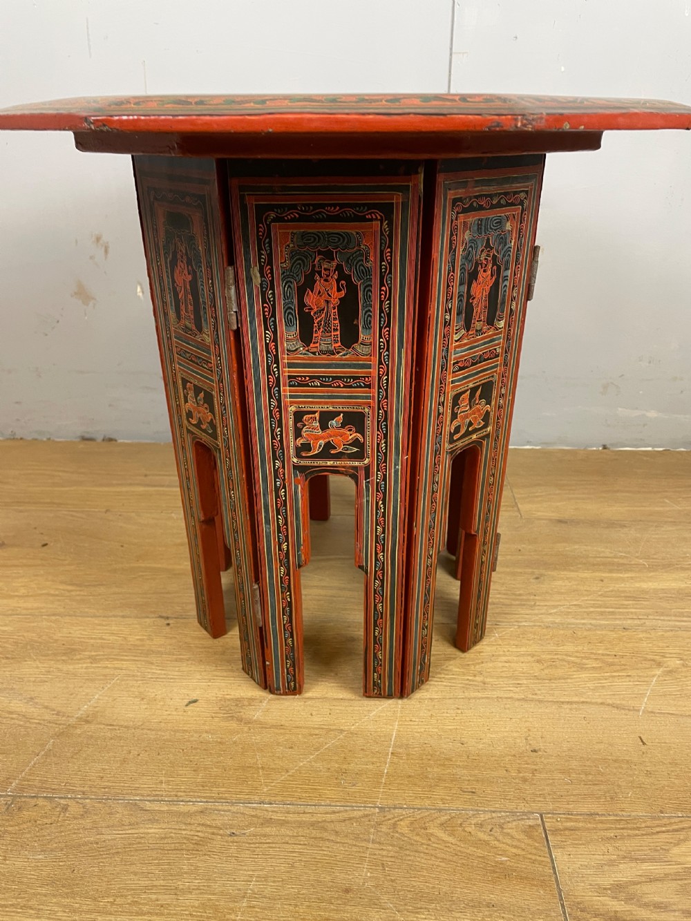Hand painted folding octagonal Kashmiri table  View III