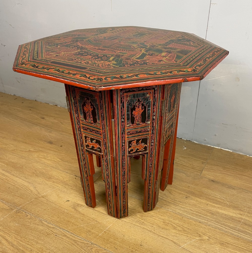 Hand painted folding octagonal Kashmiri table  View IV