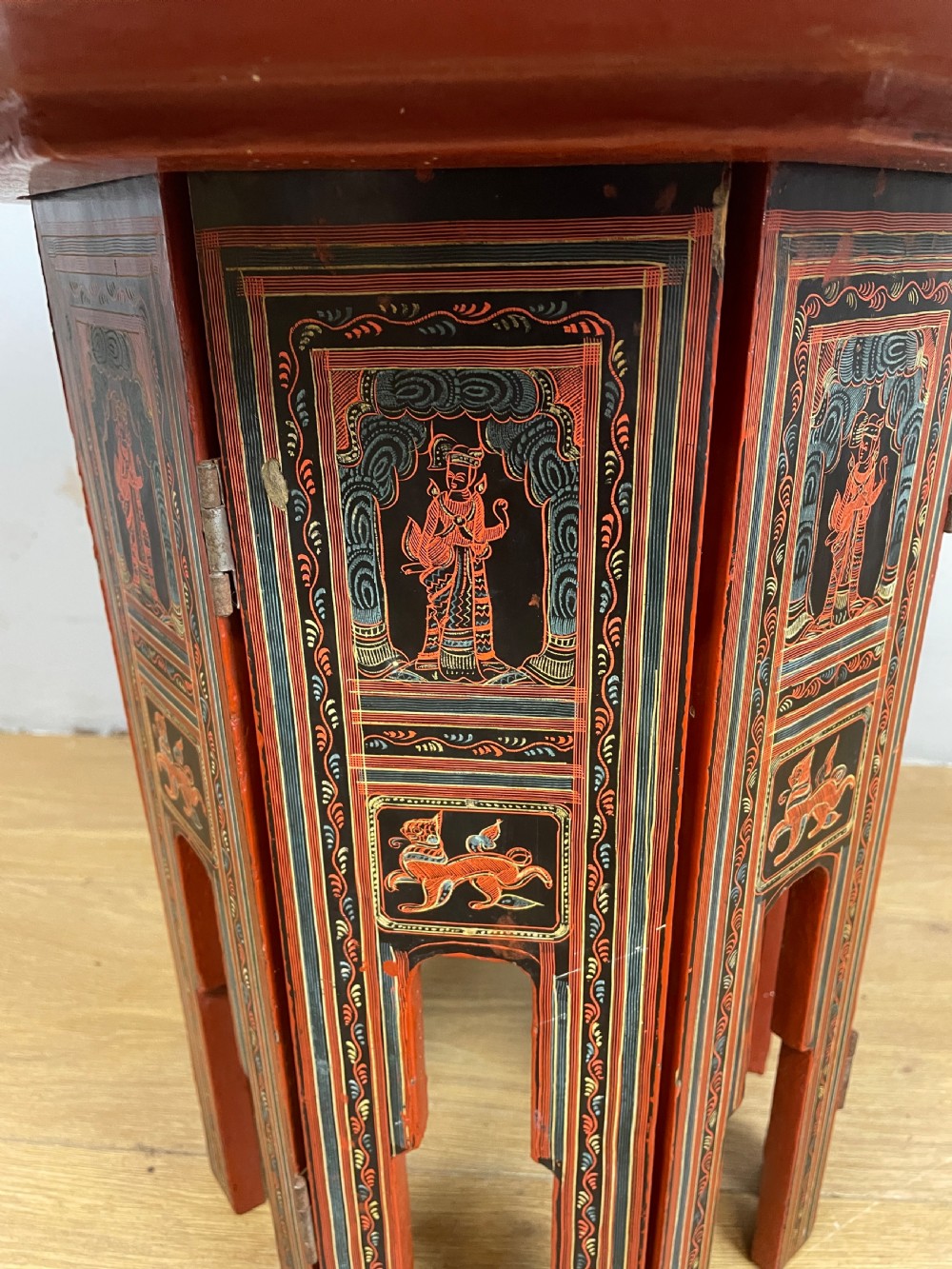 Hand painted folding octagonal Kashmiri table  View V