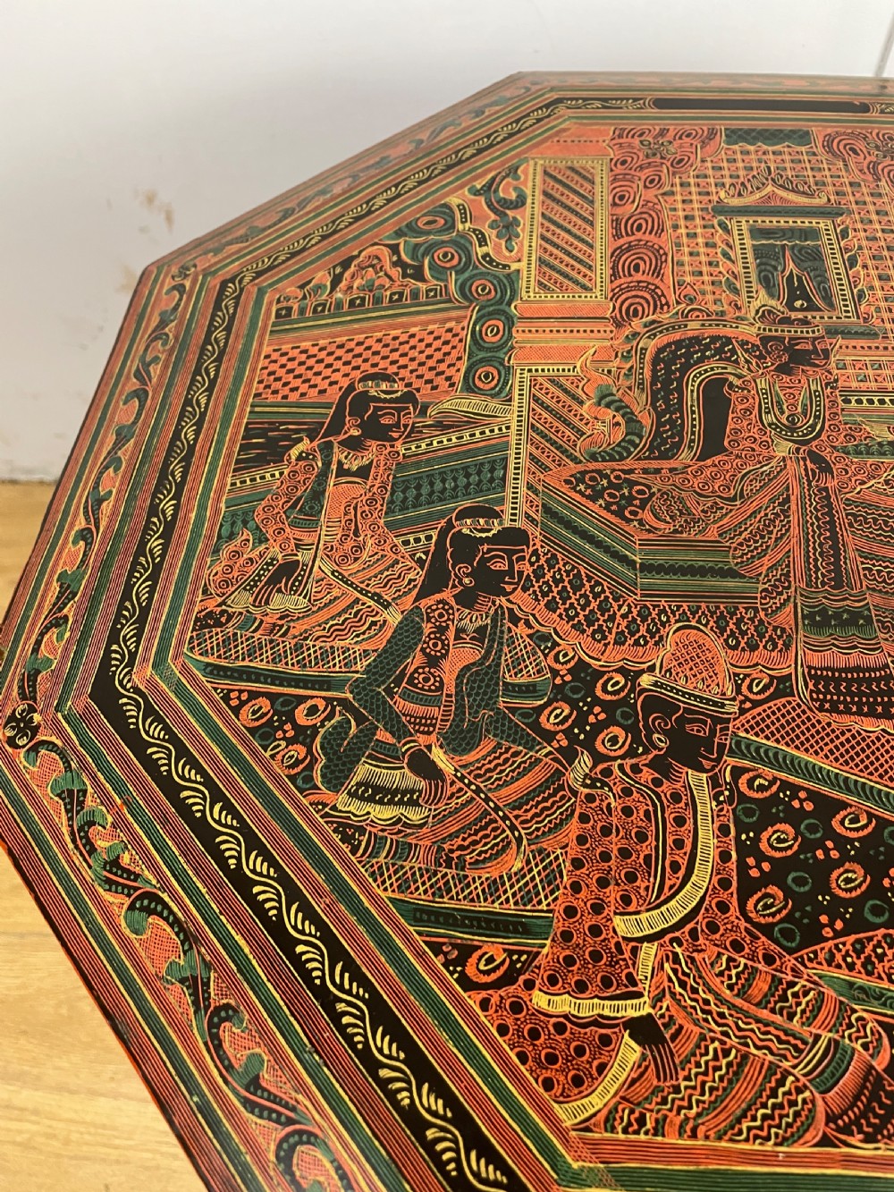 Hand painted folding octagonal Kashmiri table  View VI