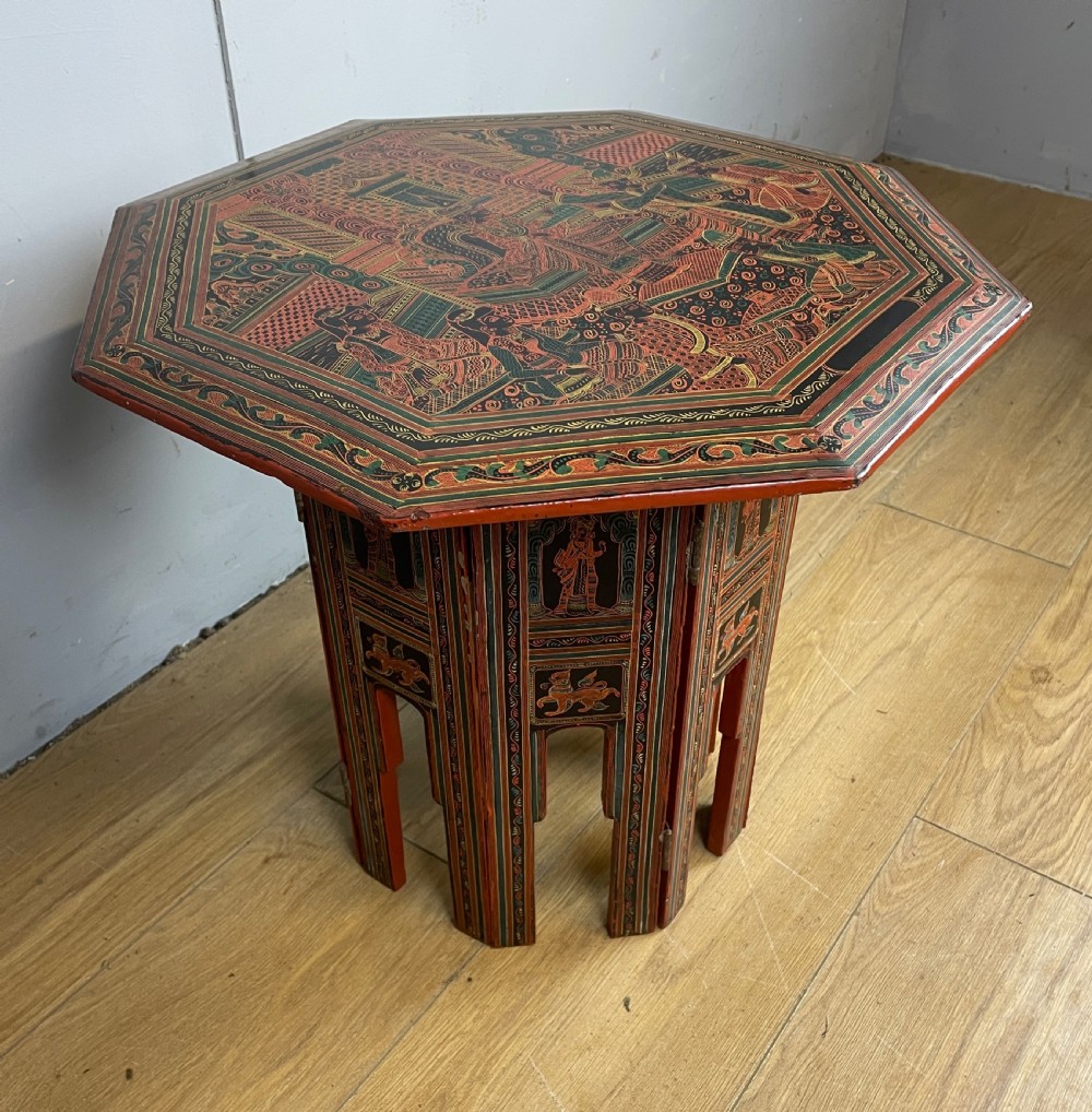Hand painted folding octagonal Kashmiri table  View VII