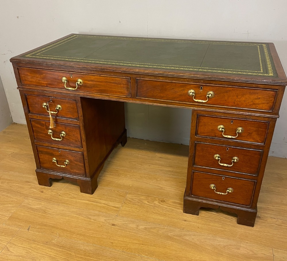 C19TH three part mahogany desk with inset leather top  View II