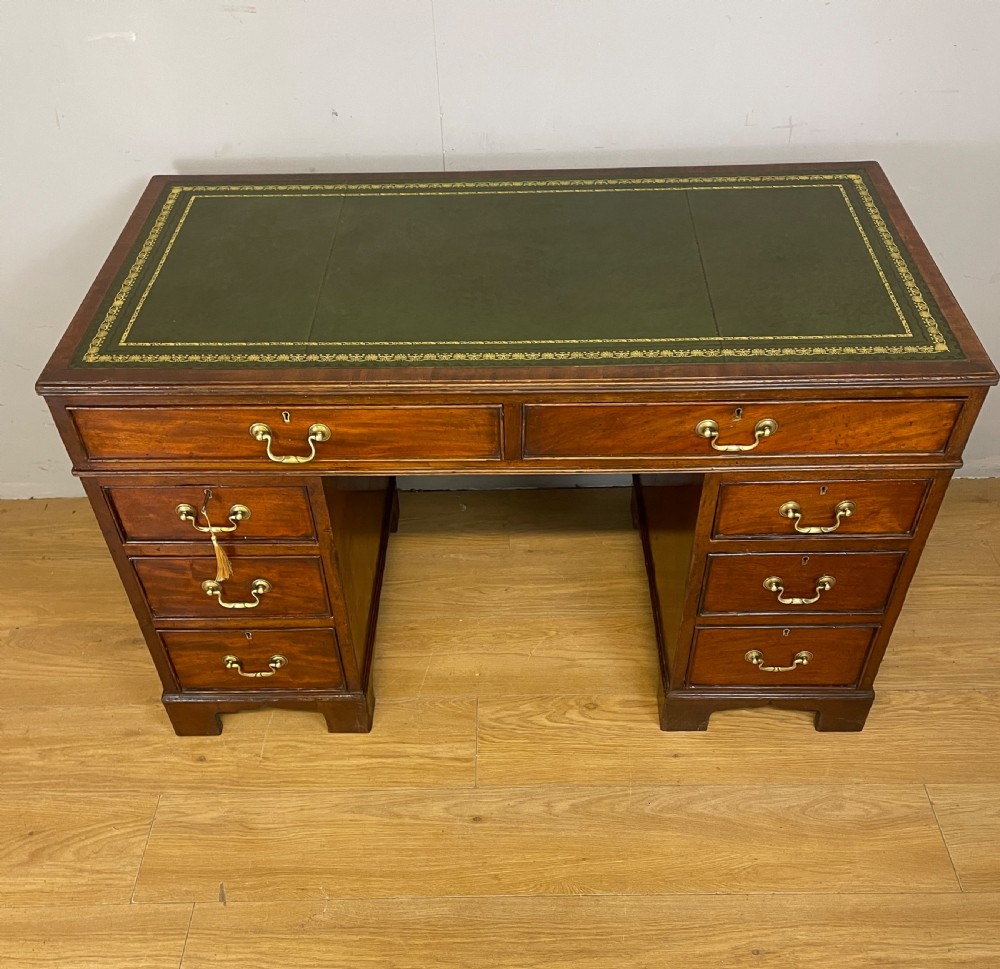 C19TH three part mahogany desk with inset leather top  View III