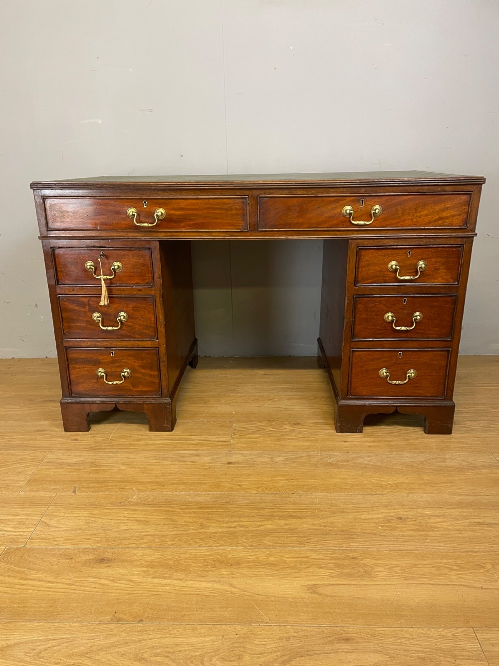 C19TH three part mahogany desk with inset leather top  View IV