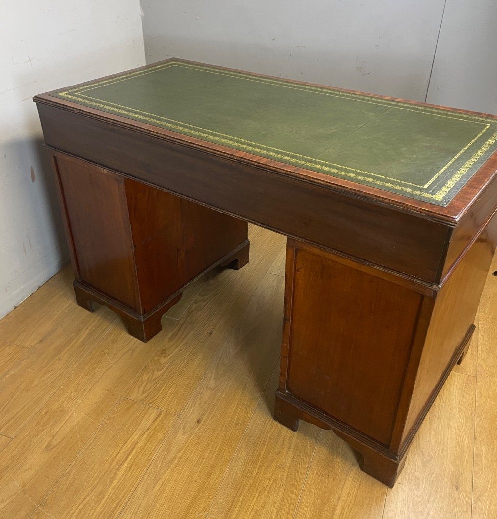 C19TH three part mahogany desk with inset leather top  View VIII